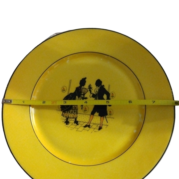 Vintage Porcelain Czechoslovakian Union T Yellow/ Black Colonial Deco Plates 4 - Picture 9 of 10